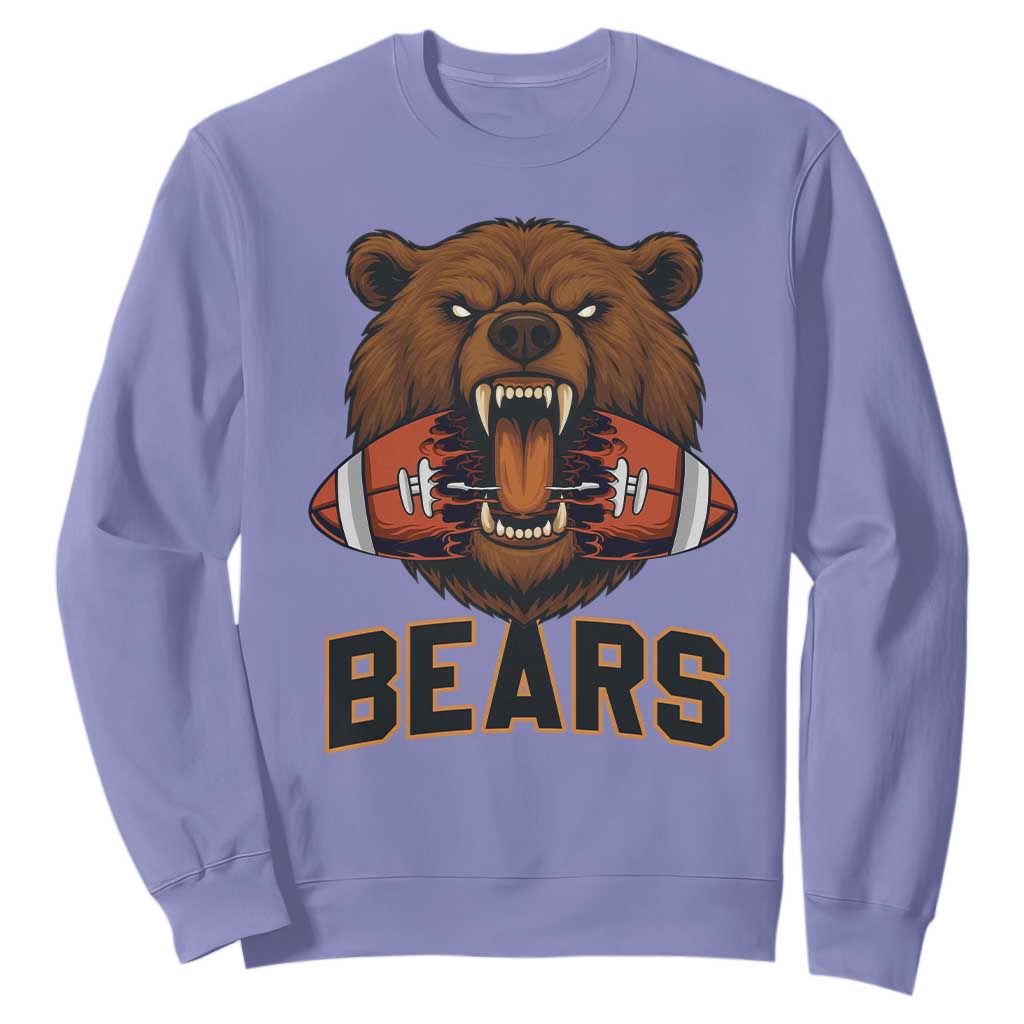 Football Player Gift Sweatshirt Fierce Bear Biting Ball TS12 Violet Print Your Wear