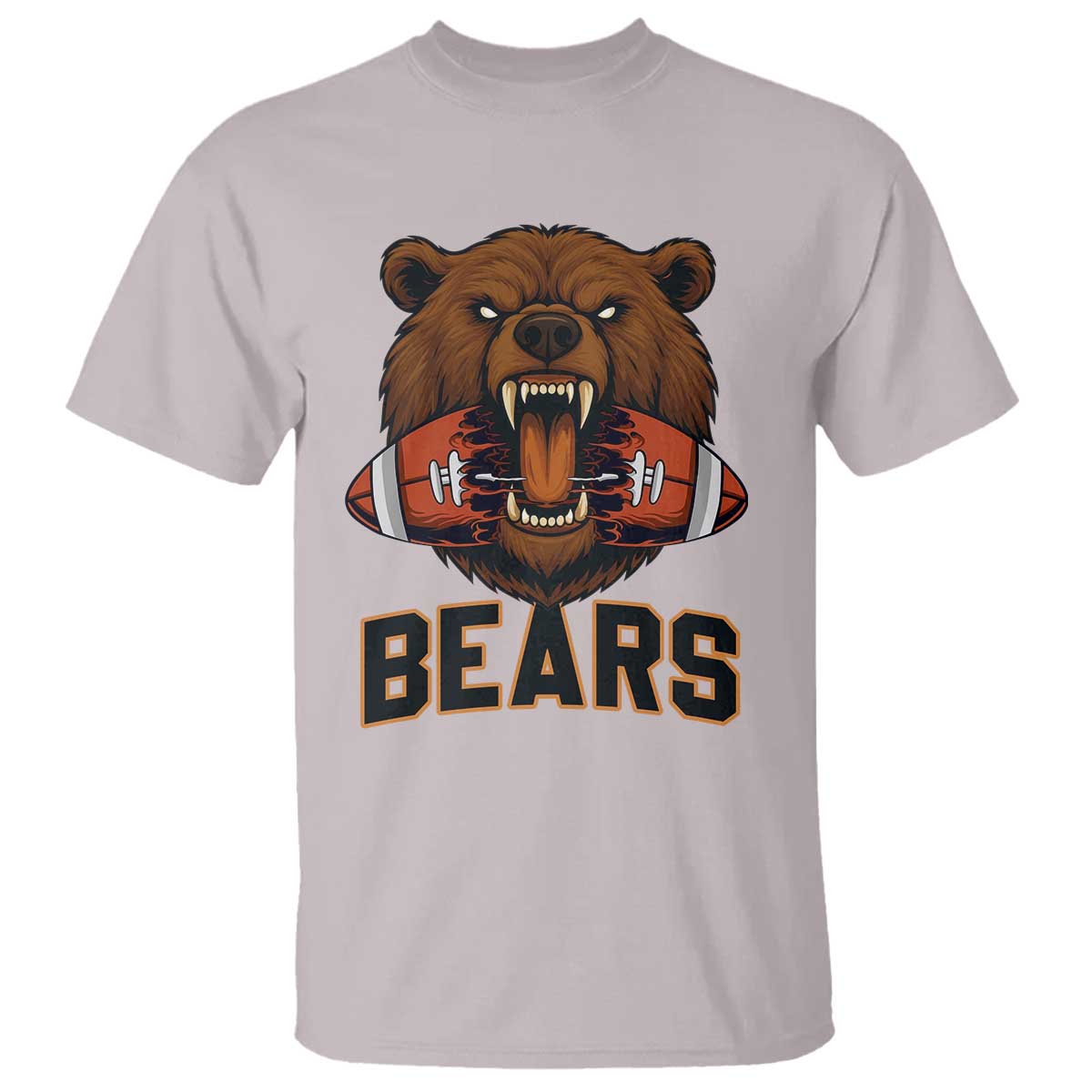 Football Player Gift T Shirt Fierce Bear Biting Ball TS12 Ice Gray Print Your Wear