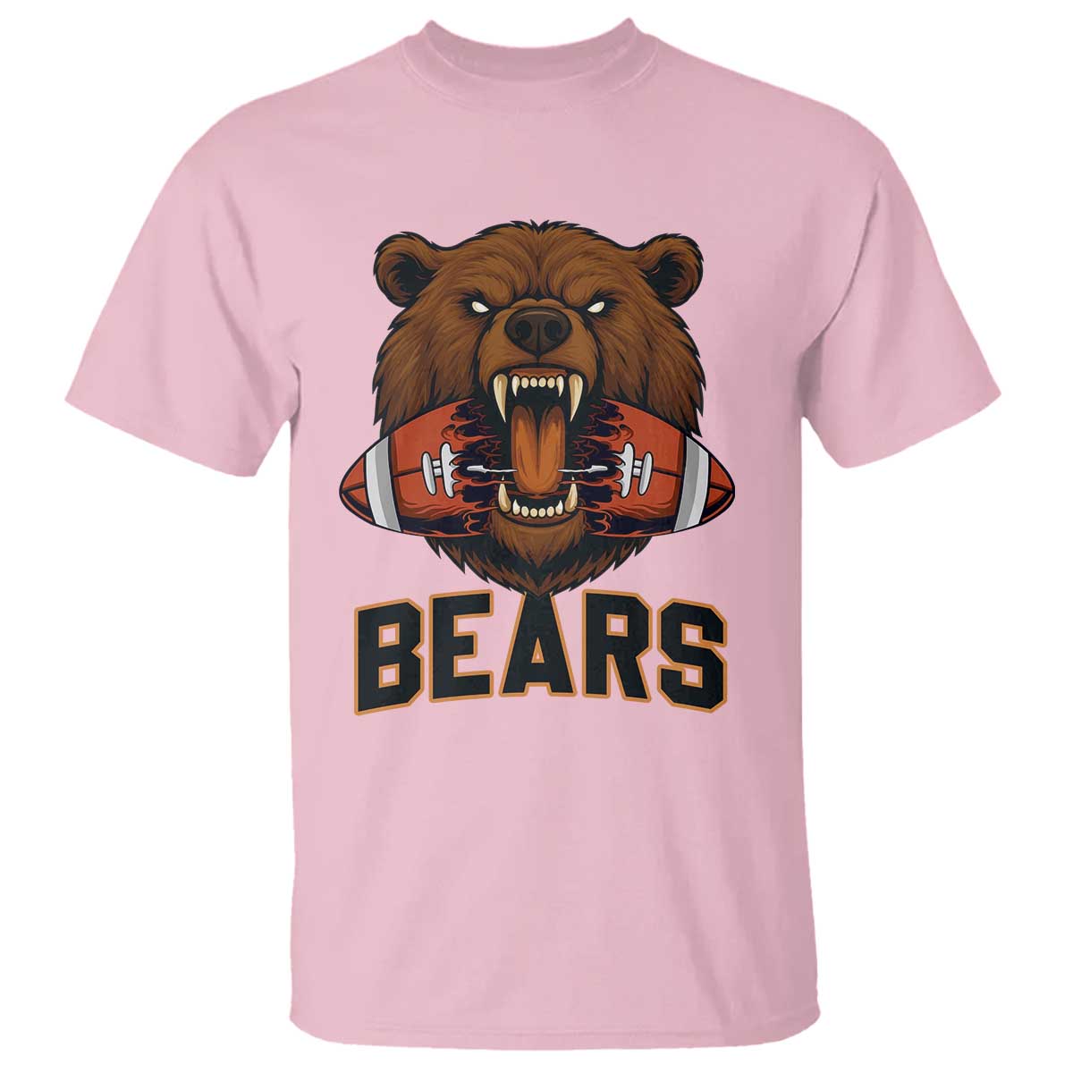 Football Player Gift T Shirt Fierce Bear Biting Ball TS12 Light Pink Print Your Wear
