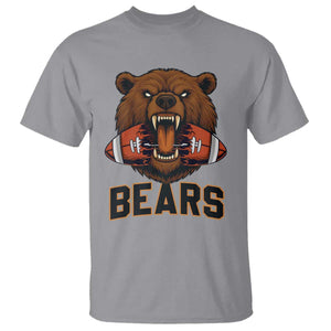 Football Player Gift T Shirt Fierce Bear Biting Ball TS12 Sport Gray Print Your Wear