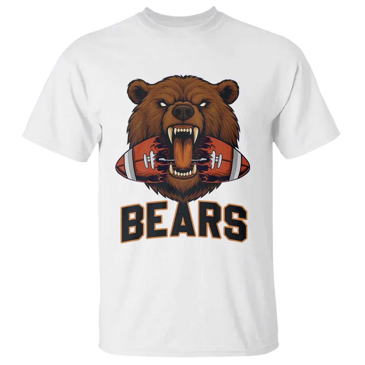 Football Player Gift T Shirt Fierce Bear Biting Ball TS12 White Print Your Wear