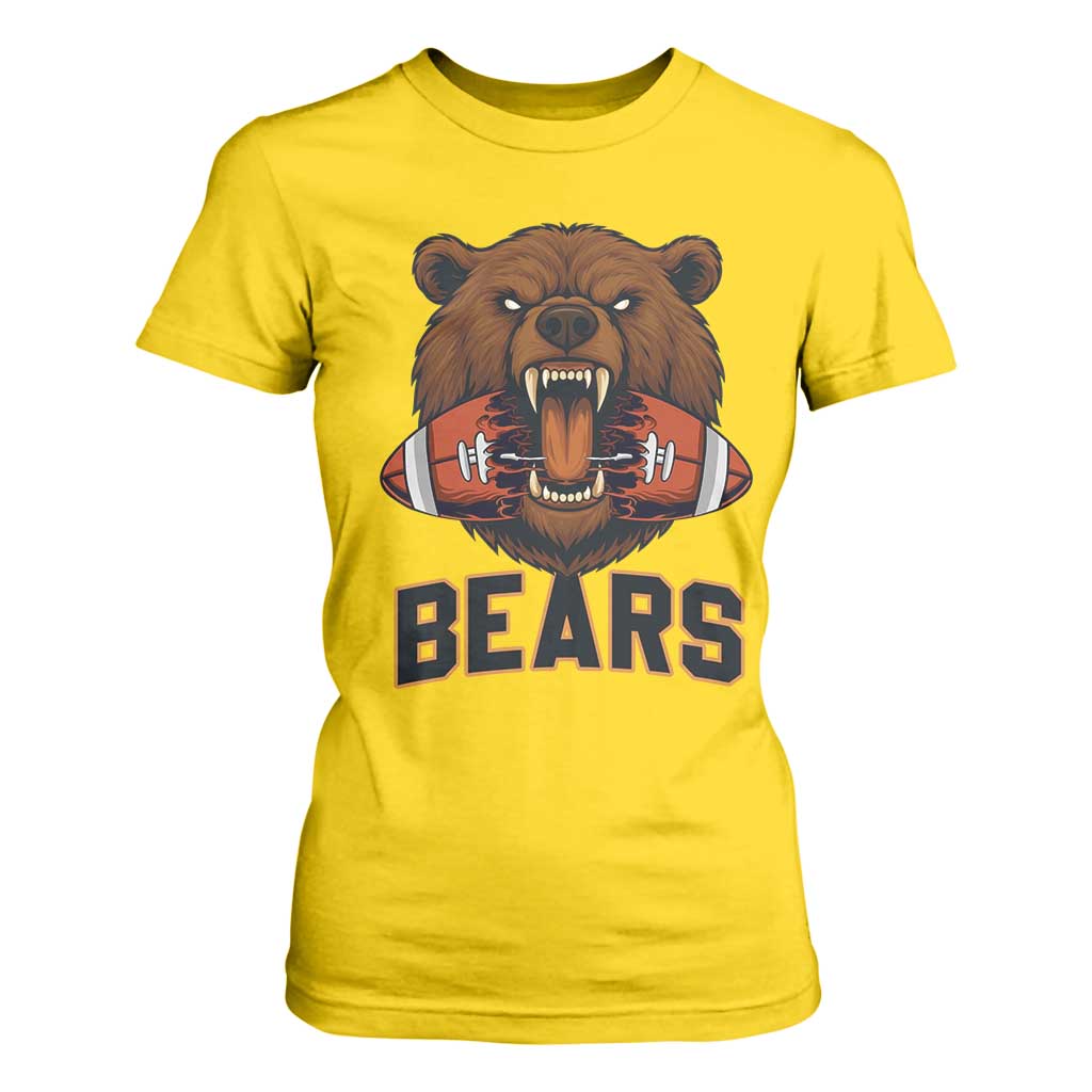 Football Player Gift T Shirt For Women Fierce Bear Biting Ball TS12 Daisy Print Your Wear