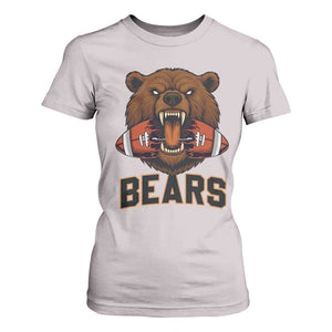 Football Player Gift T Shirt For Women Fierce Bear Biting Ball TS12 Ice Gray Print Your Wear