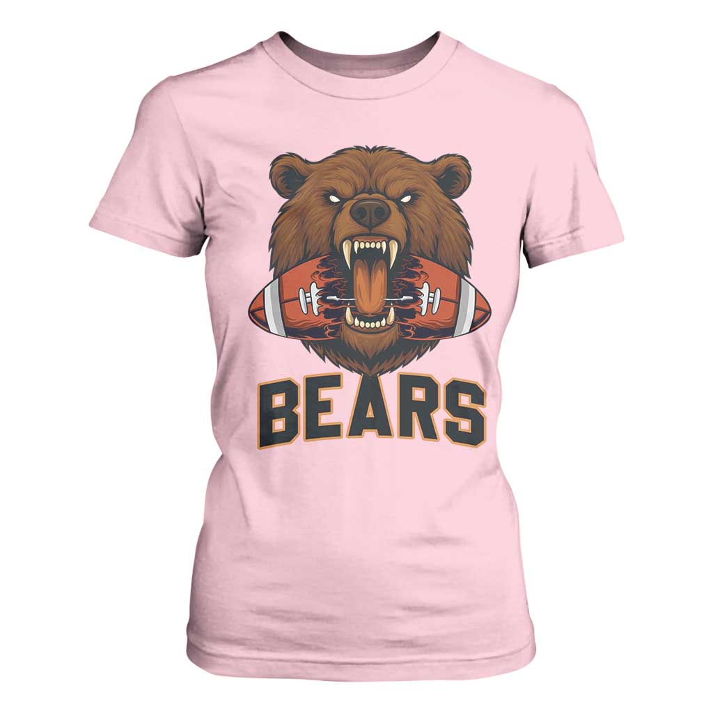 Football Player Gift T Shirt For Women Fierce Bear Biting Ball TS12 Light Pink Print Your Wear