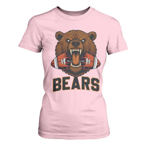 Football Player Gift T Shirt For Women Fierce Bear Biting Ball TS12 Light Pink Print Your Wear