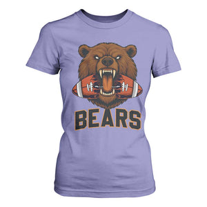Football Player Gift T Shirt For Women Fierce Bear Biting Ball TS12 Violet Print Your Wear