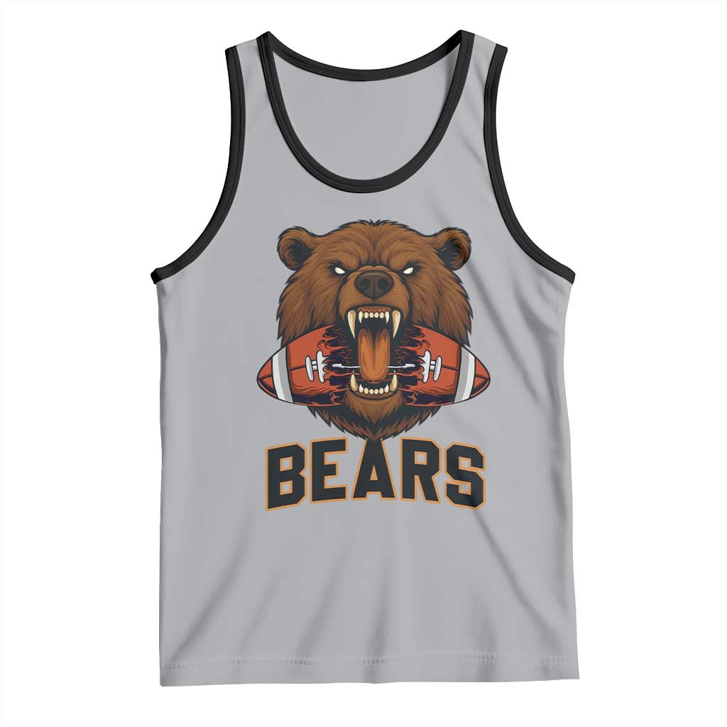 Football Player Gift Tank Top Fierce Bear Biting Ball TS12 Athletic Heather Black Print Your Wear