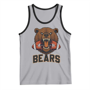 Football Player Gift Tank Top Fierce Bear Biting Ball TS12 Athletic Heather Black Print Your Wear
