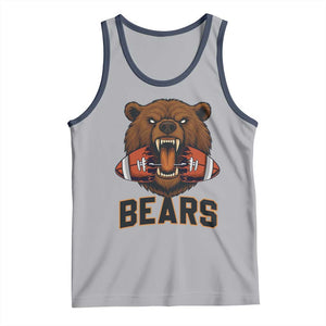 Football Player Gift Tank Top Fierce Bear Biting Ball TS12 Athletic Heather Navy Print Your Wear