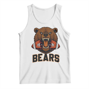 Football Player Gift Tank Top Fierce Bear Biting Ball TS12 White Print Your Wear