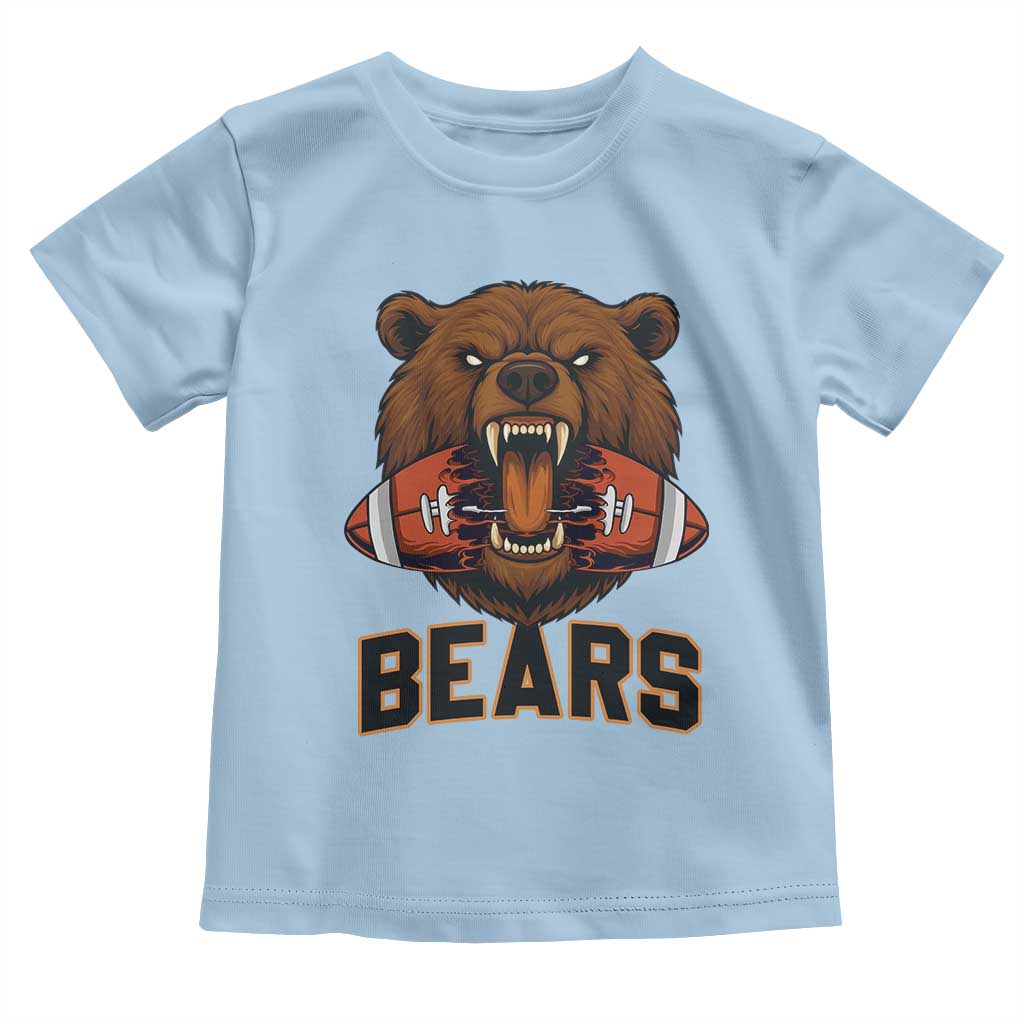 Football Player Gift Toddler T Shirt Fierce Bear Biting Ball TS12 Light Blue Print Your Wear