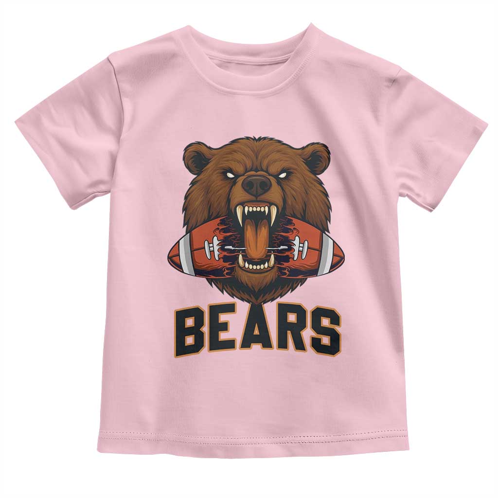 Football Player Gift Toddler T Shirt Fierce Bear Biting Ball TS12 Light Pink Print Your Wear