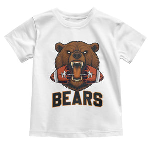 Football Player Gift Toddler T Shirt Fierce Bear Biting Ball TS12 White Print Your Wear