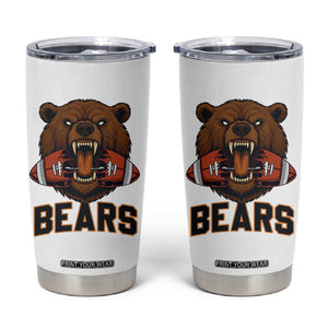 Football Player Gift Tumbler Cup Fierce Bear Biting Ball TS12 White Print Your Wear