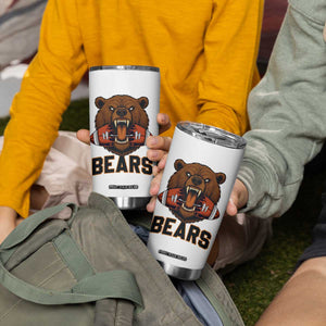 Football Player Gift Tumbler Cup Fierce Bear Biting Ball TS12 Print Your Wear