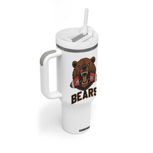 Football Player Gift Tumbler With Handle Fierce Bear Biting Ball TS12 Print Your Wear
