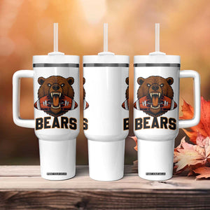 Football Player Gift Tumbler With Handle Fierce Bear Biting Ball TS12 Print Your Wear