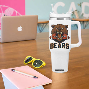 Football Player Gift Tumbler With Handle Fierce Bear Biting Ball TS12 Print Your Wear