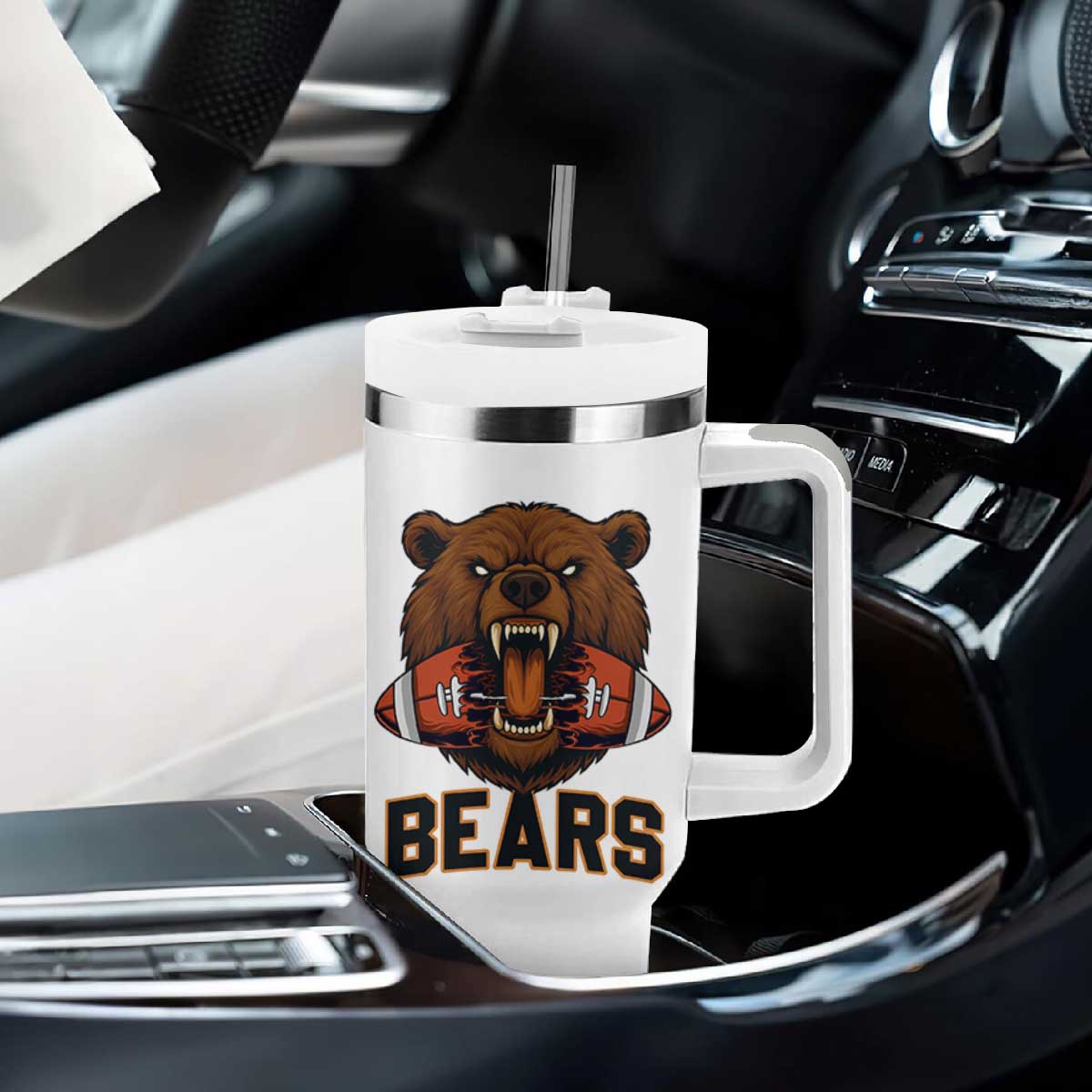 Football Player Gift Tumbler With Handle Fierce Br Biting Ball TS12 Print Your Wear