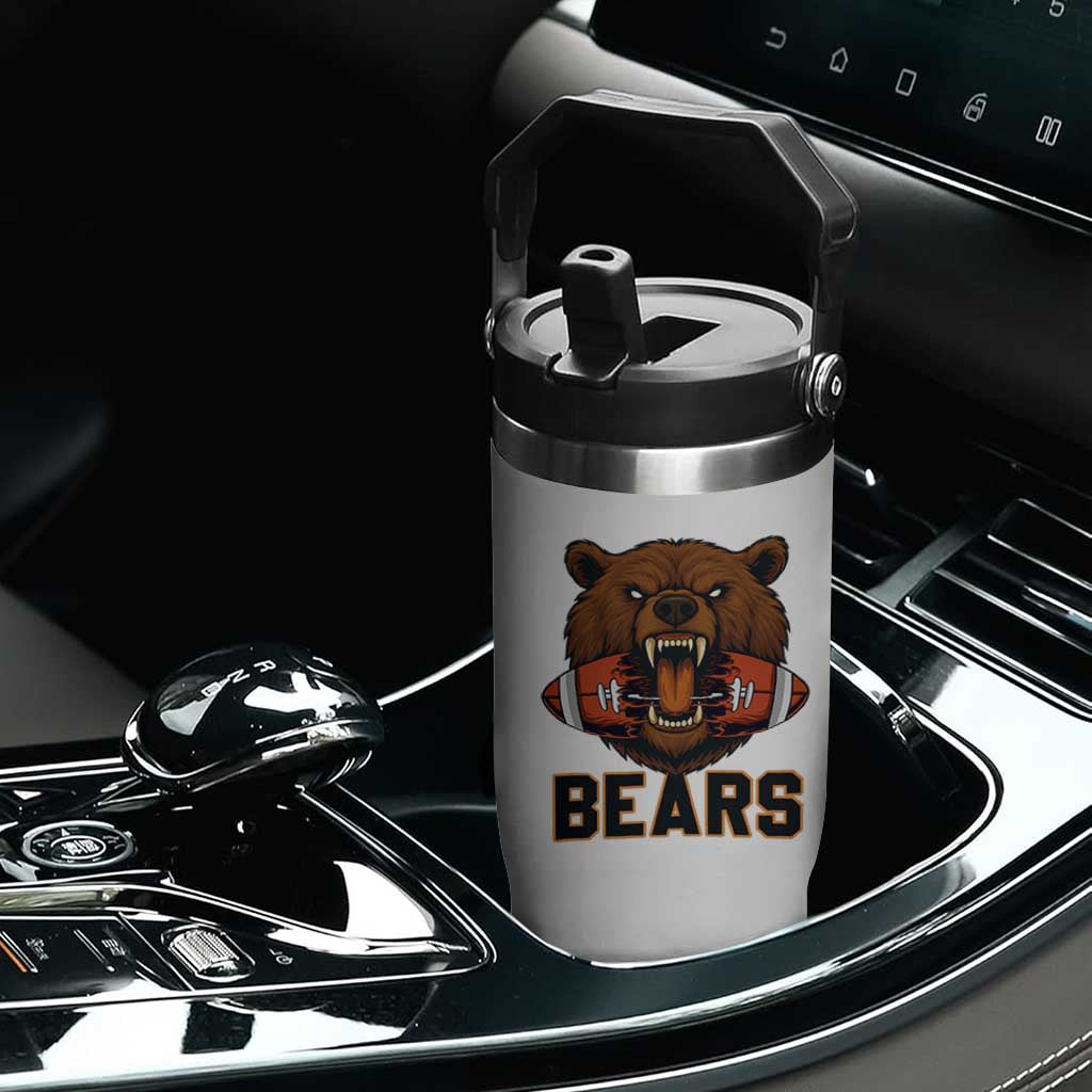 Football Player Gift Flip Straw Tumbler Fierce Br Biting Ball TS12 Print Your Wear
