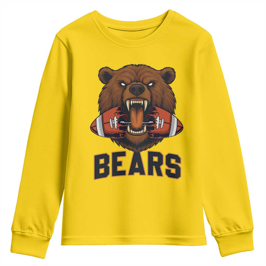 Football Player Gift Youth Sweatshirt Fierce Bear Biting Ball TS12 Daisy Print Your Wear