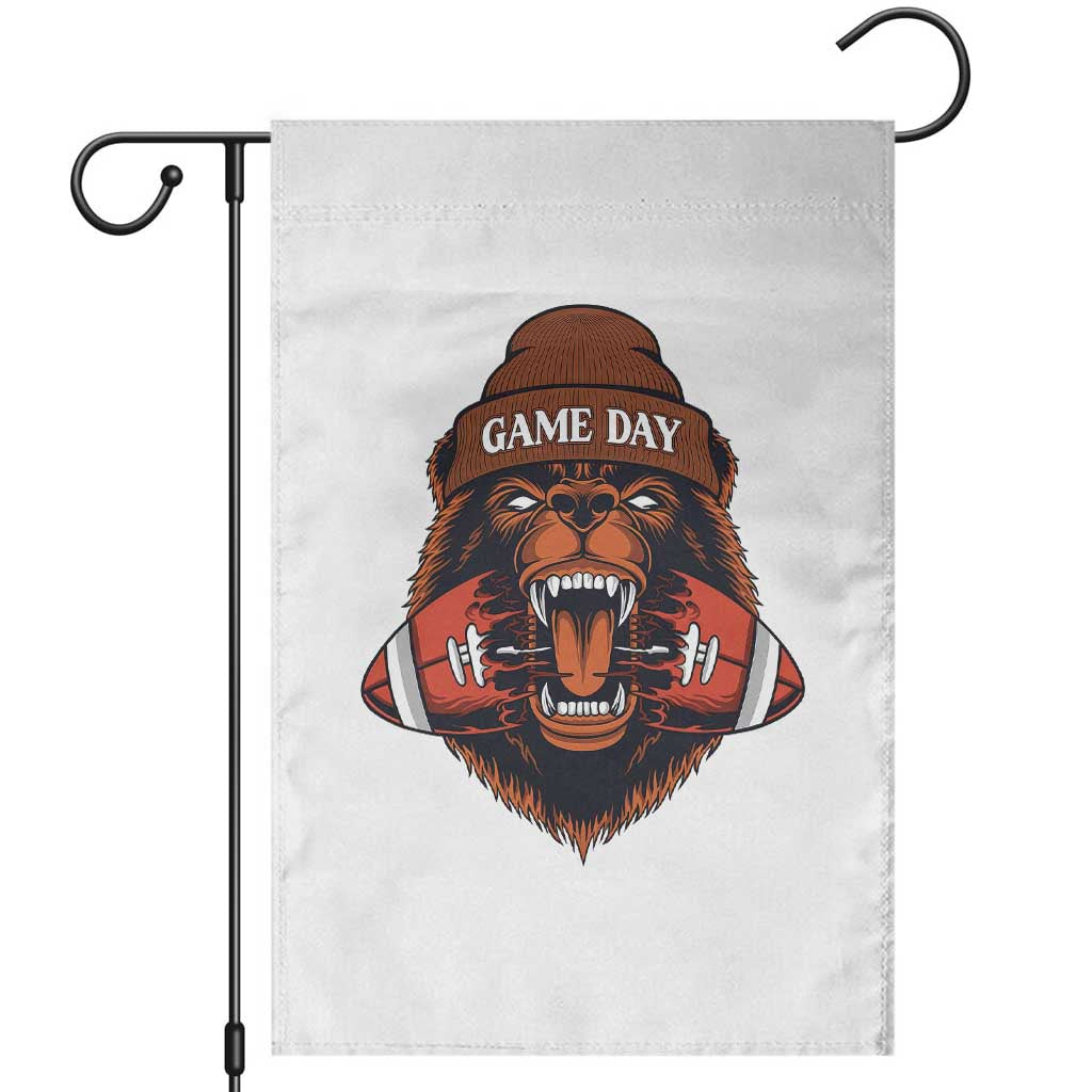 Game Day Fierce Bear Biting Ball Garden Flag Football Player Gift TS12 White Print Your Wear