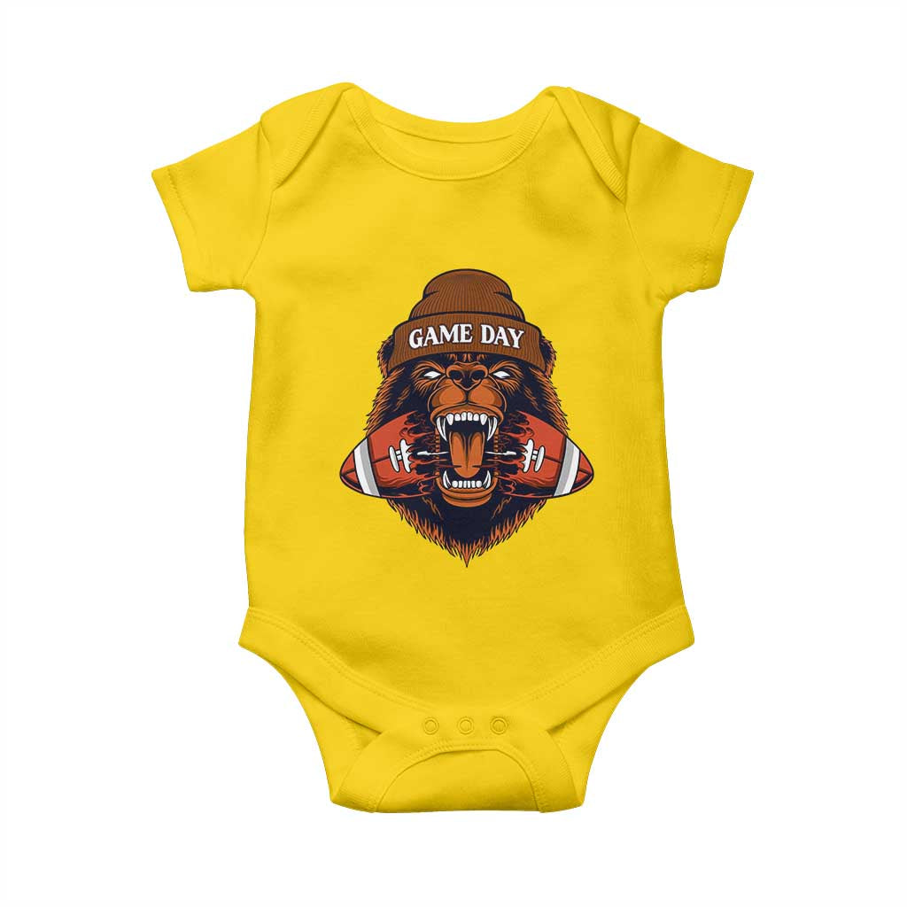 Game Day Fierce Bear Biting Ball Baby Onesie Football Player Gift TS12 Daisy Print Your Wear