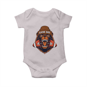 Game Day Fierce Bear Biting Ball Baby Onesie Football Player Gift TS12 Ice Gray Print Your Wear