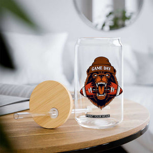 Game Day Fierce Bear Biting Ball Glass Can Football Player Gift TS12 Print Your Wear