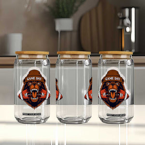 Game Day Fierce Bear Biting Ball Glass Can Football Player Gift TS12 Print Your Wear