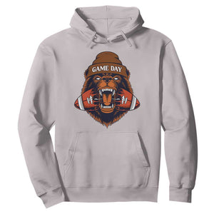 Game Day Fierce Bear Biting Ball Hoodie Football Player Gift TS12 Ice Gray Print Your Wear