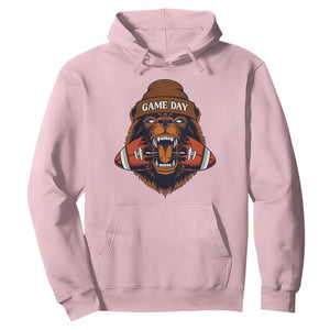 Game Day Fierce Bear Biting Ball Hoodie Football Player Gift TS12 Light Pink Print Your Wear