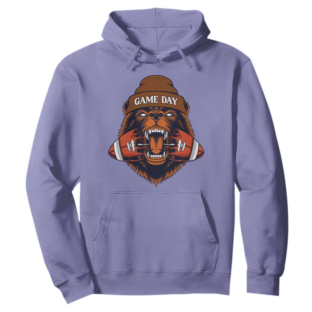 Game Day Fierce Bear Biting Ball Hoodie Football Player Gift TS12 Violet Print Your Wear