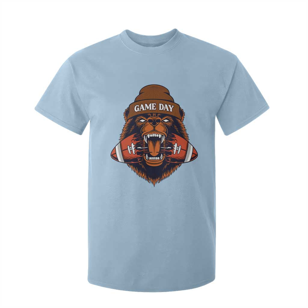Game Day Fierce Bear Biting Ball T Shirt For Kid Football Player Gift TS12 Light Blue Print Your Wear