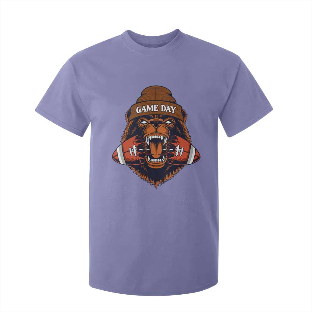 Game Day Fierce Bear Biting Ball T Shirt For Kid Football Player Gift TS12 Violet Print Your Wear