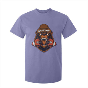 Game Day Fierce Bear Biting Ball T Shirt For Kid Football Player Gift TS12 Violet Print Your Wear