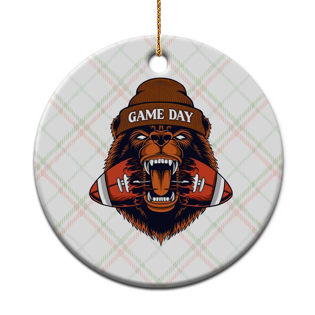 Game Day Fierce Bear Biting Ball Ceramic Ornament Football Player Gift TS12 1pc Christmas Plaid Print Your Wear