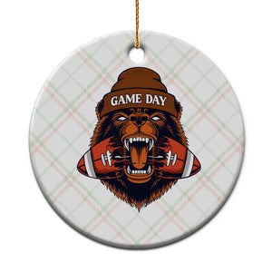 Game Day Fierce Bear Biting Ball Ceramic Ornament Football Player Gift TS12 1pc Christmas Plaid Print Your Wear