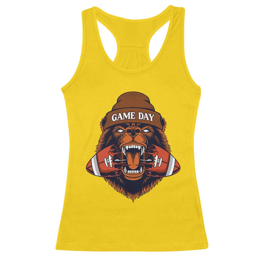 Game Day Fierce Bear Biting Ball Racerback Tank Top Football Player Gift TS12 Daisy Print Your Wear