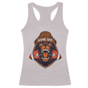 Game Day Fierce Bear Biting Ball Racerback Tank Top Football Player Gift TS12 Ice Gray Print Your Wear