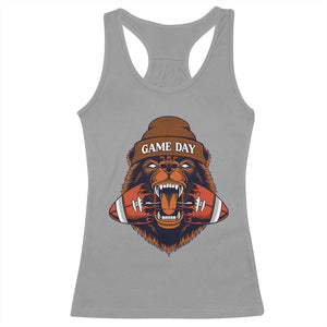 Game Day Fierce Bear Biting Ball Racerback Tank Top Football Player Gift TS12 Sport Gray Print Your Wear