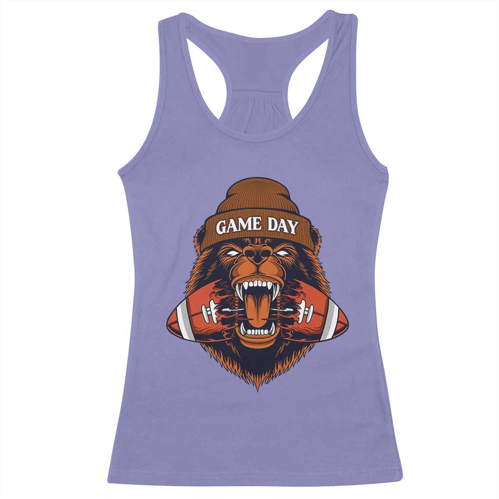 Game Day Fierce Bear Biting Ball Racerback Tank Top Football Player Gift TS12 Violet Print Your Wear