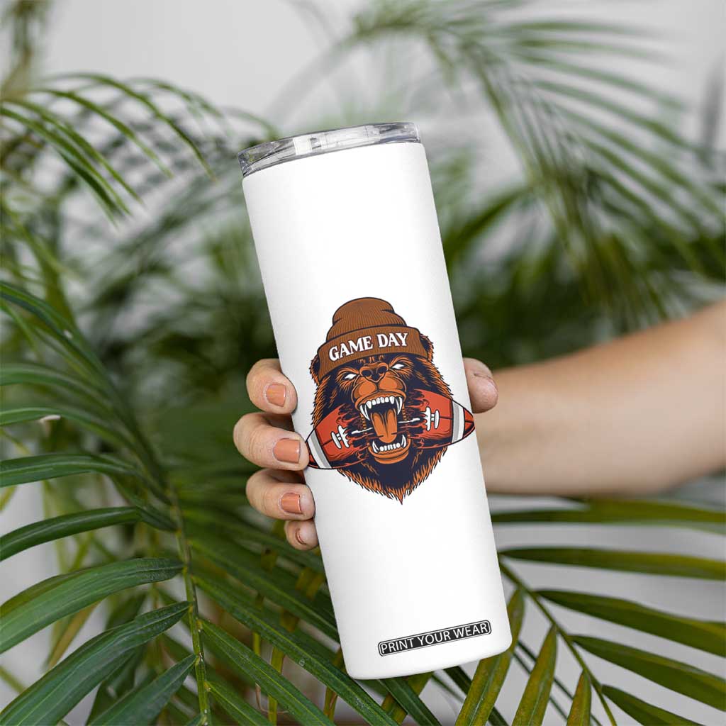 Game Day Fierce BR Biting Ball Skinny Tumbler Football Player Gift TS12 Print Your Wear