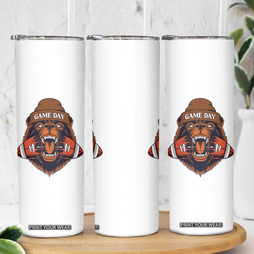 Game Day Fierce BR Biting Ball Skinny Tumbler Football Player Gift TS12 Print Your Wear