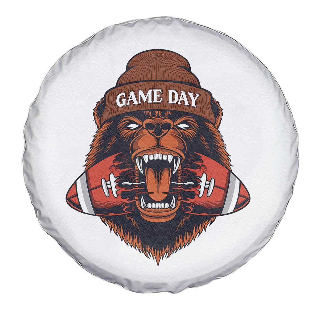 Game Day Fierce Bear Biting Ball Spare Tire Cover Football Player Gift TS12 Print Your Wear