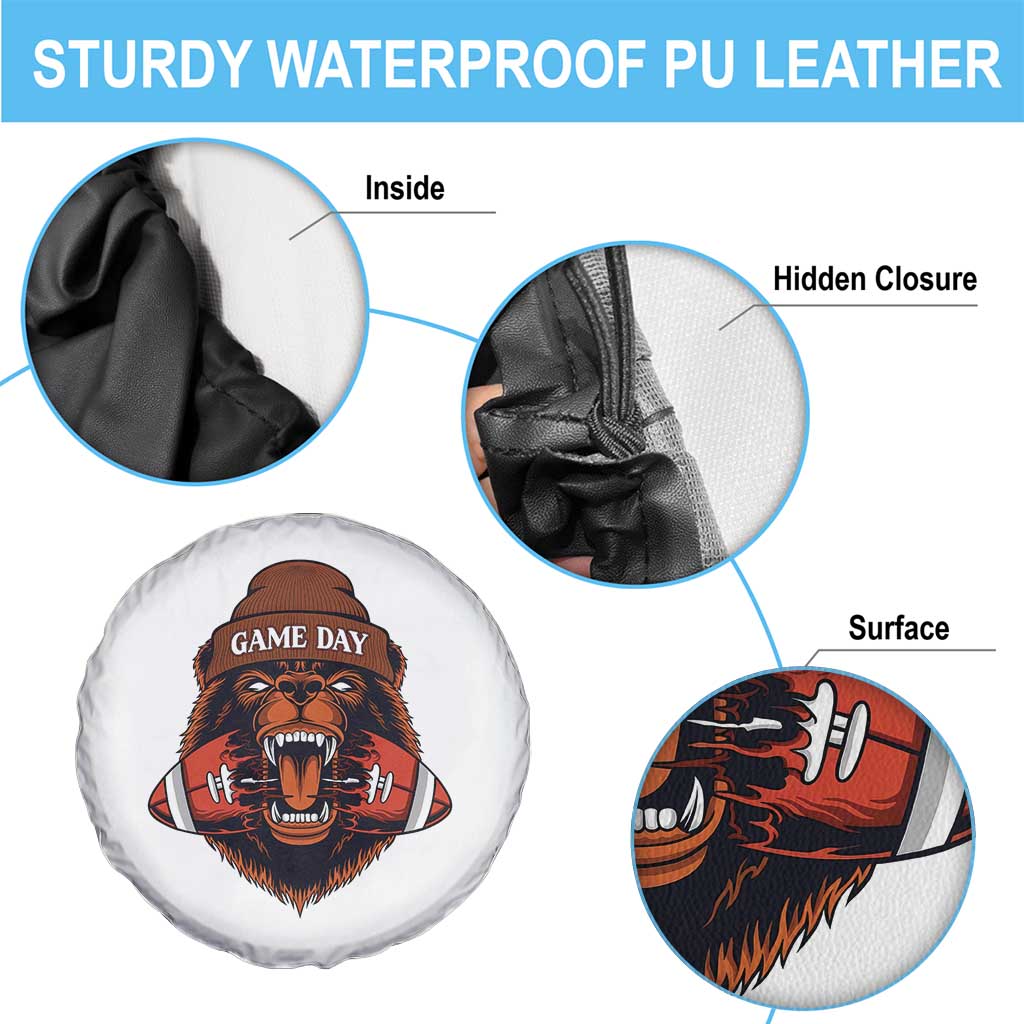 Game Day Fierce Bear Biting Ball Spare Tire Cover Football Player Gift TS12 Print Your Wear