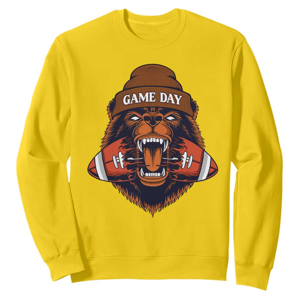 Game Day Fierce Bear Biting Ball Sweatshirt Football Player Gift TS12 Daisy Print Your Wear