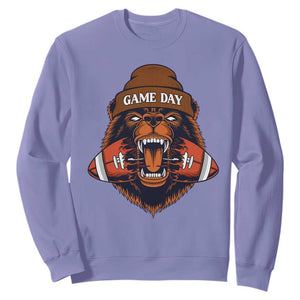 Game Day Fierce Bear Biting Ball Sweatshirt Football Player Gift TS12 Violet Print Your Wear