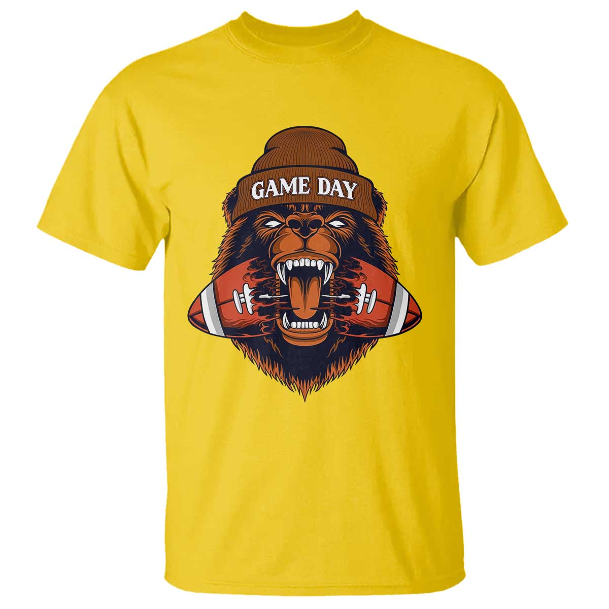 Game Day Fierce Bear Biting Ball T Shirt Football Player Gift TS12 Daisy Print Your Wear