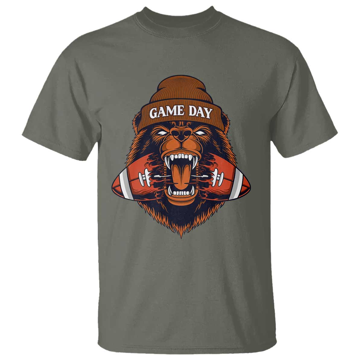 Game Day Fierce BR Biting Ball T Shirt Football Player Gift TS12 Military Green Print Your Wear
